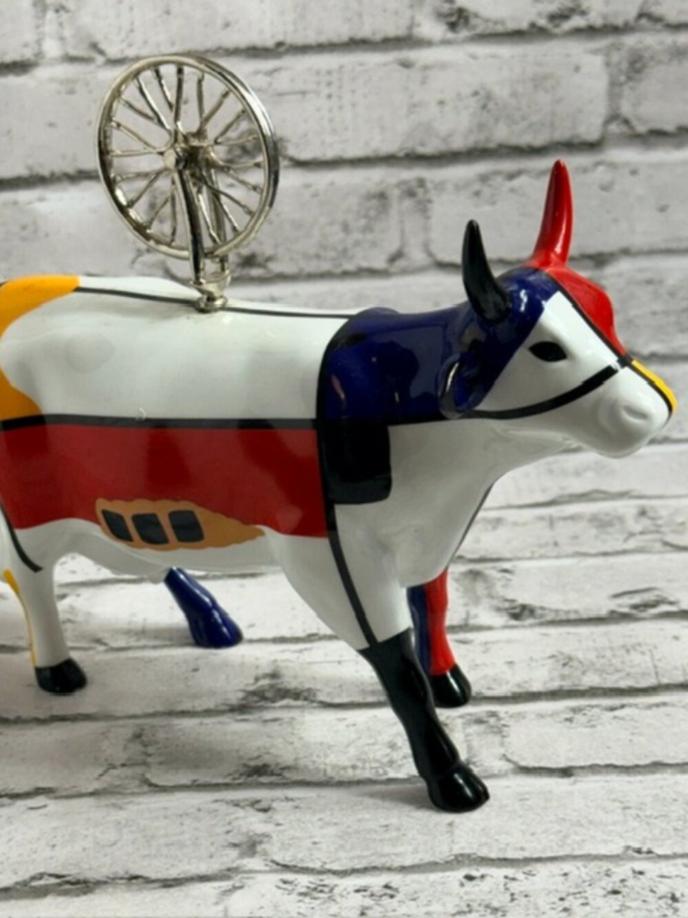 Vintage Cow Parade Figurine Westland Giftware Anthropomorphic Bull Mooma Wheel